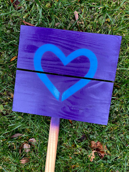 Yard sign - Dark Purple and you pick your heart color