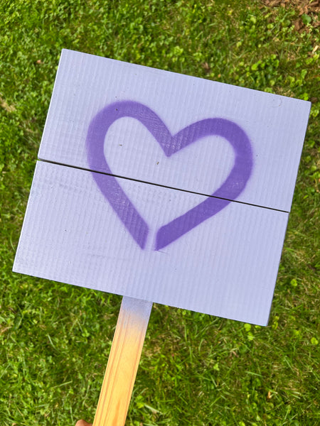 Yard sign - Light Purple and you pick your heart color