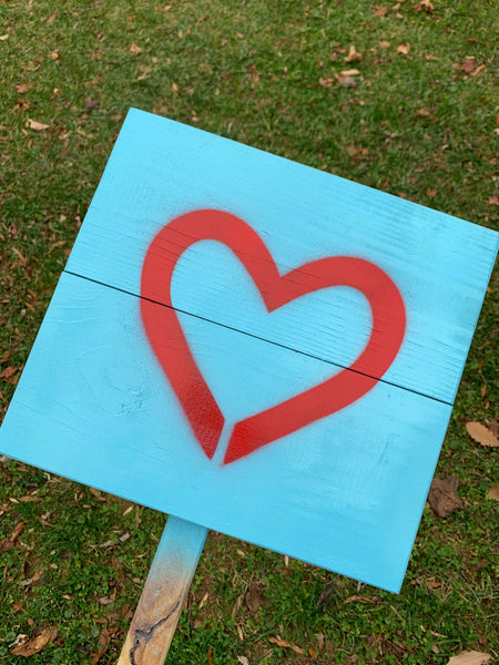 Yard sign - Light Blue and you pick your heart color